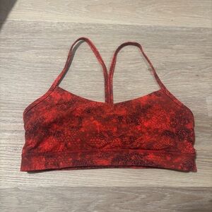 EUC lululemon Flow Y Red Strappy Sports Bra Lunar New Year Gold